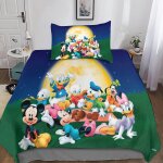 Parure de lit 3 pieces mickey mouse et donald duck en microfibre, housse de couette et taie d'oreiller ...