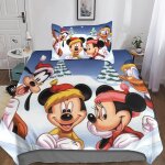Parure de lit 3 pieces mickey mouse et donald duck en microfibre, housse de couette et taie d'oreiller ...