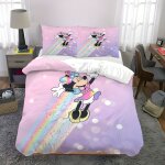 Parure de lit 3 pieces mickey mouse minnie mouse comprenant 1 housse de couette et 2 taies d'oreiller. ...