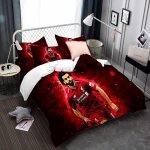 Parure de lit 3 pieces en microfibre motif bottes dor�es de mohamed salah, housse de couette et taie ...