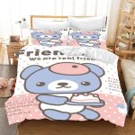 Parure de lit 3 pieces motif animal de dessin anime pour enfant, housse de couette et 2 taies d'oreiller ...