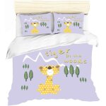 Parure de lit 3 pieces motif animal de dessin anime, housse de couette simple, 1 housse de couette + ...