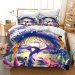 Parure de lit 3 pieces motif f�e clochette, housse de couette, cadeau de no�l, pour enfant, king size, ...