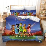 Parure de lit 3 pieces motif f�e clochette, housse de couette, cadeau de no�l, pour enfant, king size, ...