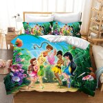 Parure de lit 3 pieces motif f�e clochette, housse de couette, cadeau de no�l, pour enfant, king size, ...