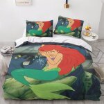 Parure de lit 3 pieces la petite sir�ne avec housse de couette et 2 taies d'oreiller motif dessin anime ...