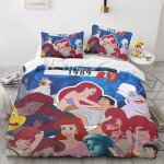 Parure de lit 3 pieces la petite sir�ne, housse de couette d�corative, ensemble de literie 3 pieces avec ...
