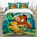 Parure de lit 3 pieces le roi lion avec housse de couette et 2 taies d'oreiller. super douce et confortable ...