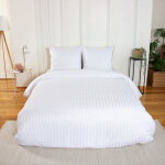 Parure de lit 3 pi�ces satin a fines rayures housse + taies