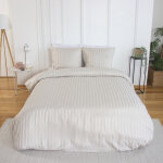 Parure de lit 3 pi�ces satin a fines rayures housse + taies