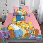 Parure de lit 3 pieces les simpson pour enfants, gar�ons et filles, housse de couette imprim�e 3d, microfibre ...