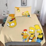 Parure de lit 3 pieces les simpson pour enfants, gar�ons et filles, housse de couette imprim�e 3d, microfibre ...