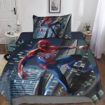 Parure de lit 3 pieces spider man pour jeune adolescent, housse de couette imprim�e avec personnages ...