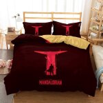 Parure de lit 3 pieces star wars mandalorian, housse de couette blanche douce et respirante : 1 housse ...