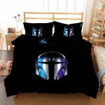 Parure de lit 3 pieces star wars mandalorian, housse de couette blanche douce et respirante : 1 housse ...