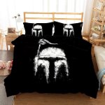 Parure de lit 3 pieces star wars mandalorian, housse de couette blanche douce et respirante : 1 housse ...