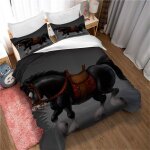 Parure de lit 3 pieces ste - x r�versible avec housse de couette et 2 taies d'oreiller, motif animaux ...