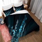Parure de lit 3 pieces avec taie d'oreiller et housse de couette, imprim� cyan pour homme, motif tendance ...