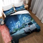 Parure de lit 3 pieces avec taie d'oreiller et housse de couette, imprimé cyan pour homme, tendance fille, ... Parure de lit 3 pieces avec taie d'oreiller et housse de couette, imprimé cyan pour homme, tendance fille, ...