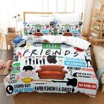 Parure de lit 3d friends, s�rie t�l�vis�e, housse de couette noire, taies d'oreiller, linge de lit