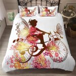 Parure de lit 3d avec housse de couette et 2 taies d'oreiller 50 x 75 cm, motif papillons, motif v�lo ...