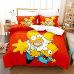 Parure de lit 3d jooten simpsons rouges, housse de couette simple en microfibre avec fermeture eclair, ...