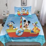Parure de lit 3d mickey mouse et donald duck, housse de couette en microfibre pour gar�ons et filles, ...