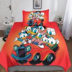 Parure de lit 3d mickey mouse et donald duck, housse de couette et taie d'oreiller en microfibre douce ...