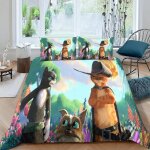 Parure de lit 3d motif chat bott�, housse de couette et taie d'oreiller, motif chat, id�al pour les jeunes ...