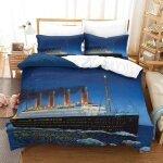 Parure de lit 3d motif titanic et oc�an, housse de couette et taie d'oreiller, motif romantique, id�al ...