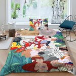 Parure de lit 3d la petite sir�ne, parure de lit double avec taies d'oreiller, motif dessin anime, princesse, ...