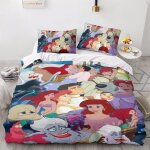 Parure de lit 3d la petite sir�ne avec housse de couette et taie d'oreiller motif princesse de dessin ...