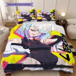 Parure de lit anime lucyna kushinada - housse de couette et taie d'oreiller en polyester doux, motif ...