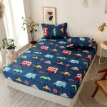 Parure de lit antid��rapante de draps - housses + taies d'oreiller avec impression d, housse de couette, ...
