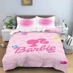 Parure de lit barbie rose douce pour enfants, housse de couette princesse barbie, housse de couette dessin ...