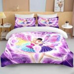 Parure de lit barbie rose, housse de couette douce pour filles, housse de couette moderne, motif dessin ...