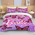 Parure de lit barbie rose, housse de couette douce pour filles, housse de couette moderne, motif dessin ...