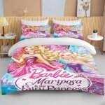 Parure de lit barbie rose, housse de couette douce pour filles, housse de couette moderne, motif dessin ...