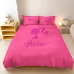 Parure de lit barbie rose a imprim�s, housse de couette princesse barbie pour filles, housse de couette ...