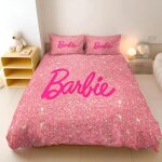 Parure de lit barbie rose a imprim�s, housse de couette princesse barbie pour filles, housse de couette ...