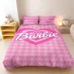 Parure de lit barbie rose a imprim�s, housse de couette princesse barbie pour filles, housse de couette ...