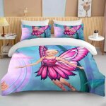 Parure de lit barbie rose imprimee, housse de couette douce pour filles, housse de couette moderne, motif ...