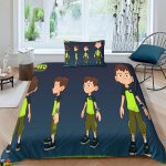 Parure de lit ben 10 hero 3d douce et confortable, housse de couette et taie d'oreiller, motif dessin ...
