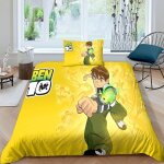 Parure de lit ben 10 hero 3d friends, parure de lit double avec taies d'oreiller, motif dessin anime, ...