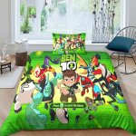 Parure de lit ben 10 hero, housse de couette, couple, dessin anime, super douce, facile d'entretien, ...