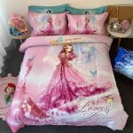 Parure de lit cendrillon avec housse de couette et impression 3d, motif la petite sir�ne de la reine ...