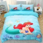 Parure de lit cendrillon avec housse de couette et impression 3d, motif la petite sir�ne de la reine ...