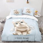 Parure de lit pour chat - housse de couette et taies d'oreiller animaux - microfibre - parure de lit ...