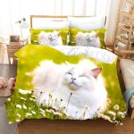 Parure de lit chat mignon pour enfants, housse de couette et taies d'oreiller douces, motif animaux 3d, ...