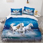 Parure lit cheval housse couette cm x cm doux confortable polyester coton parure de lit x avec deux taies ...